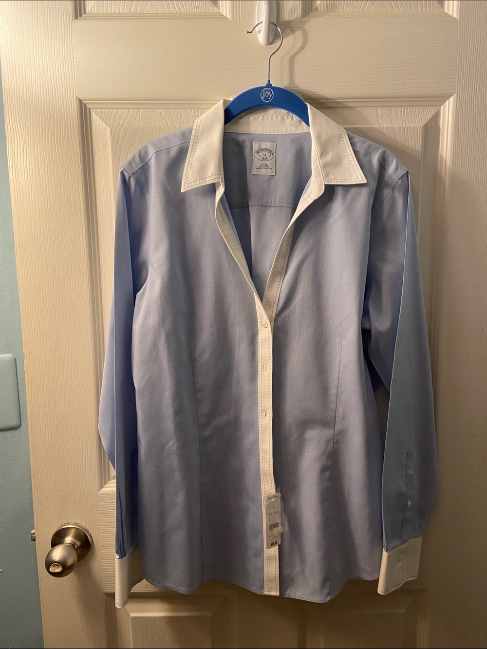 Brooks Brothers  Light Blue Dress Shirt with White Contrast Trim NWT